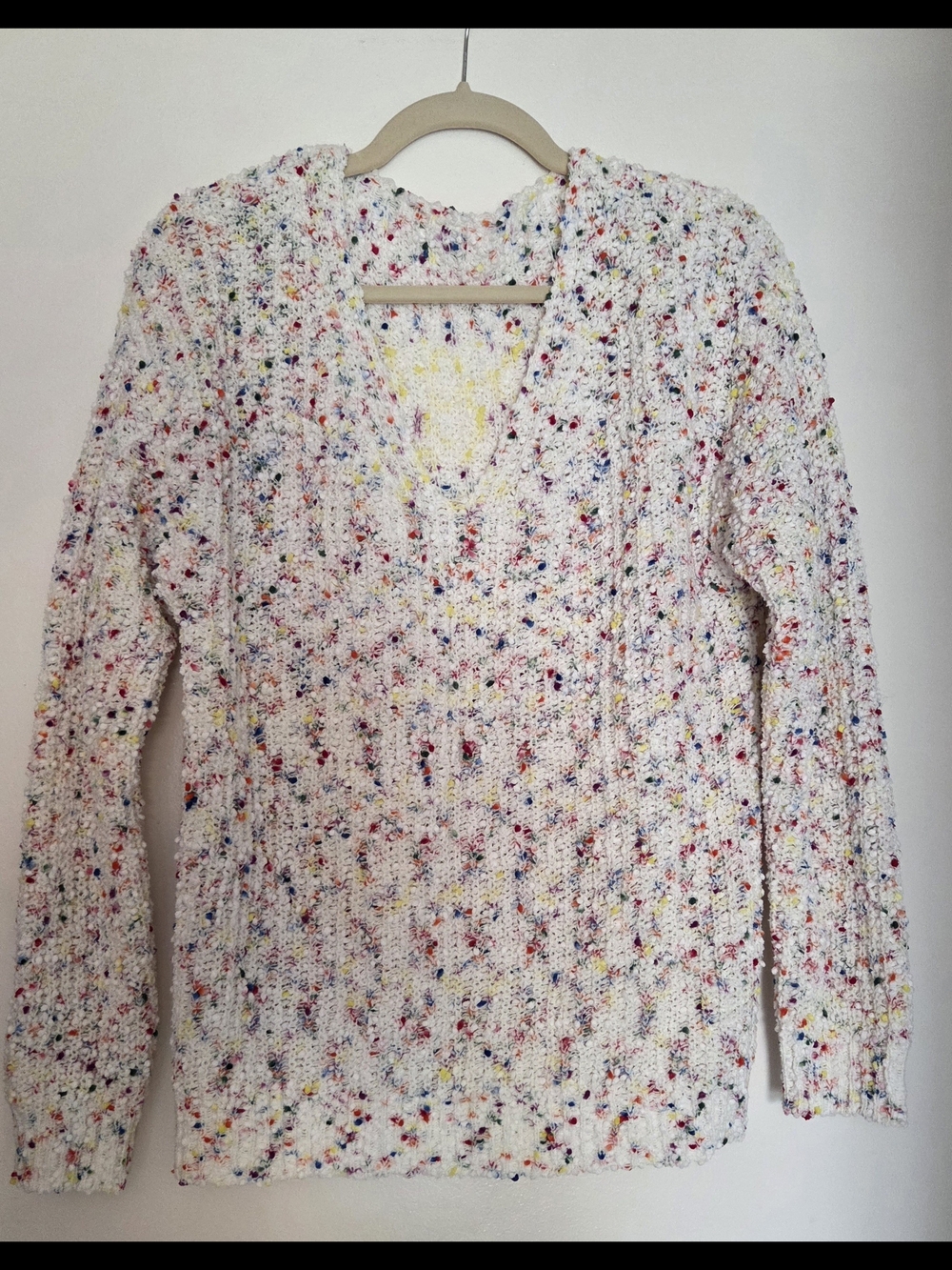 Women’s Multicolor Speckled V-Neck Sweater